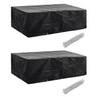 VidaXL Tuinmeubelhoezen poly rattan 2 st 8-persoons 300x140 cm - thumbnail