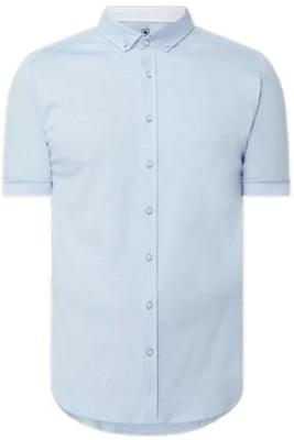 Desoto Heren Overhemd Lichtblauw Button Down Slim Fit