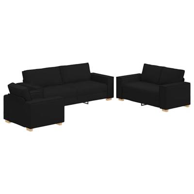 Bank 3 pcs Zwart 220 x 80 x 84 cm Linnen-mix stof
