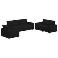 Bankstel met kussen 3 pcs Zwart 220 x 78 x 84 cm Stof - thumbnail