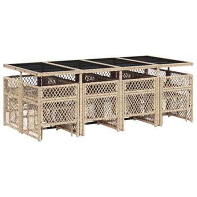 13-delige Tuinset met kussens poly rattan beige
