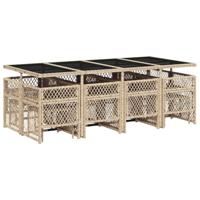 13-delige Tuinset met kussens poly rattan beige - thumbnail