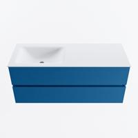 MONDIAZ VICA 120cm badmeubel onderkast Jeans 2 lades. Wastafel CLOUD links 1 kraangat, kleur Talc. - thumbnail