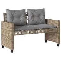 4-delige Loungeset met kussens poly rattan en glas beige - thumbnail