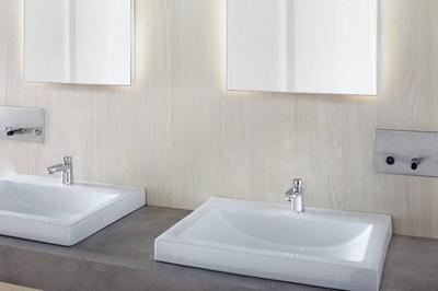 GROHE Euroeco Cosmopolitan S waterbesparende wastafelkraan zelfsluitend 44593 blauw/rood chroom 36265000