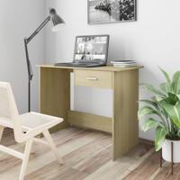 Bureau 100x50x76 cm bewerkt hout gerookt eikenkleurig - thumbnail