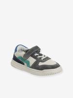 Leren kinderschoentjes met veters en klittenband, collectie kleuterschool veel wit - thumbnail