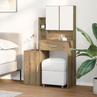 Kaptafel artisanaal eikenkleurig 80 x 35 x 132 cm Bewerkt hout - thumbnail