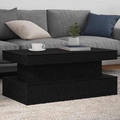 Salontafel met LED-verlichting 90x50x40 cm zwart eiken
