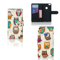 Huawei P8 Lite 2017 Telefoonhoesje met Pasjes Vrolijke Uilen - thumbnail