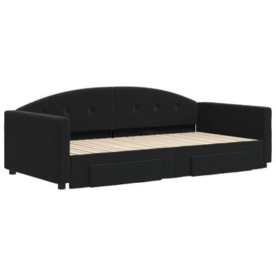Slaapbank met onderschuifbed en lades 100x200 cm fluweel zwart