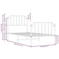 Bedframe met hoofd- en voeteneinde metaal wit 90x190 cm - thumbnail