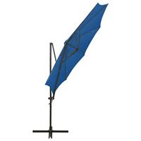 VidaXL Zweefparasol met paal en led-verlichting 300 cm azuurblauw - thumbnail