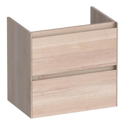 Brauer Inspire - Onderkast Ondiep - 60 cm - met 2 Softclose Lades Greeploos en 1 Sifon Uitsparing - Lamellen Eiken Wit