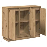 LED Sideboard Artisan Eiken 90 x 32 x 75 cm Bewerkt hout - thumbnail