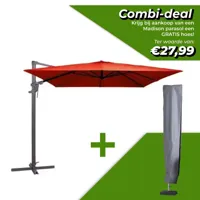 Zweefparasol Monaco flex II 300x300 cm Polyester brick red - thumbnail