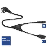 ACT AK5166 230V Stroomkabel CEE7/7 Male (Haaks)/1x C13 + 1x C5 - 1,8 meter - thumbnail