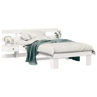 Bedframe met lade met hoofdeinde Wit 75 x 190 cm Massief grenenhout - thumbnail