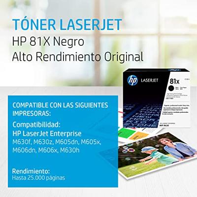 HP Toner 81X Origineel Zwart 25000 bladzijden CF281X HP Toner 81X Origineel Zwart 25000 bladzijden CF281X