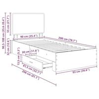 Bedframe met hoofdeinde Artisan Eiken 90 x 200 cm Bewerkt hout - thumbnail