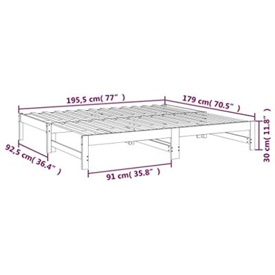 Slaapbank uitschuifbaar massief grenenhout wit 2x(90x190) cm - thumbnail