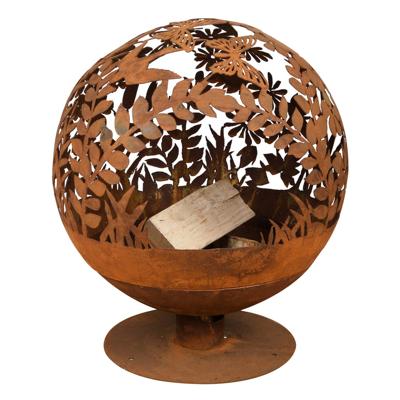 Esschert Design vuurkorf lasergesneden bloemen roestkleurig ff294