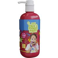 Boti Natural face & fingerpaint fles met pompje - rood, 1l - thumbnail