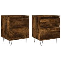 Nachtkastjes 2 st 40x35x50 cm bewerkt hout gerookt eikenkleurig - thumbnail