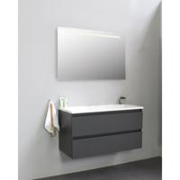 On-Line Badkamermeubelset - 100 cm - Voorgemonteerd - Acryl Wastafel - zonder Kraangat - Spiegel met LED-Verlichting - Mat Antraciet - thumbnail