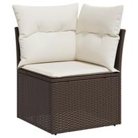 Tuinbankenset met kussen 7 pcs Bruin en wit poly rattan - thumbnail