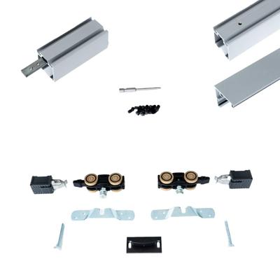 Xperta set 6m rail - alu - wand z. vloerpl. - Dubbele deur - Deurdikte 50-55mm - opbouw