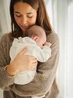 Set van 2 babyslaappakje geboorte meisje in fluweel / velours ENVIE DE FRAISE personaliseerbaar ecru - thumbnail