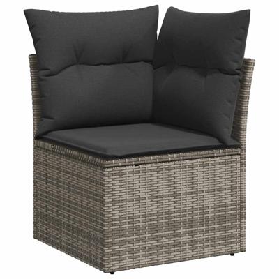 5-delige Loungeset met kussens poly rattan grijs - thumbnail