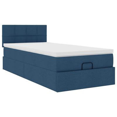 Bed met matras 90x200 cm stof blauw