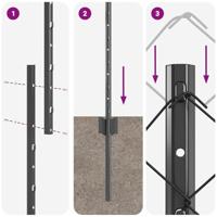 VidaXL Hek met paal grijs 1,2 x 10 m staal en pvc - thumbnail