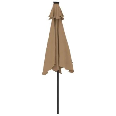 VidaXL Parasol met led's en stalen paal 225x225x212 cm taupe VidaXL Parasol met led's en stalen paal 225x225x212 cm taupe