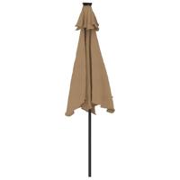 VidaXL Parasol met led&apos;s en stalen paal 225x225x212 cm taupe - thumbnail