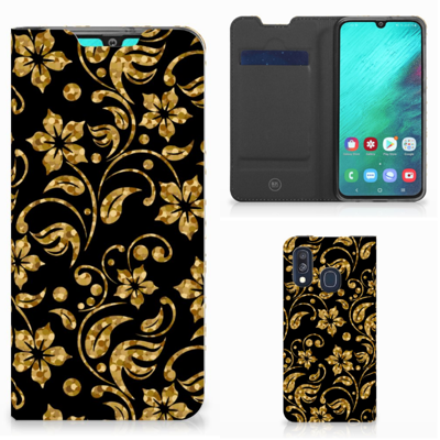 Samsung Galaxy A40 Smart Cover Gouden Bloemen Samsung Galaxy A40 Smart Cover Gouden Bloemen