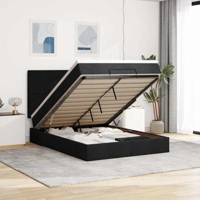Ottoman bed met matras en LED's 140x200cm stof zwart