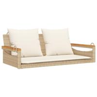 Schommelbank met kussens 109x62x40 cm poly rattan beige - thumbnail