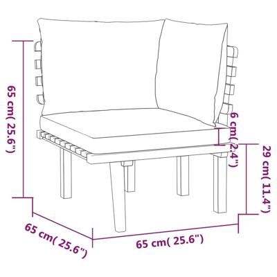 4-delige Loungeset met kussens massief acaciahout - thumbnail