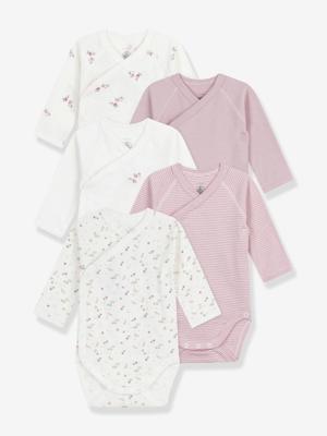 Set van 5 overslagbody's met lange mouwen van katoen PETIT BATEAU lichtroze Set van 5 overslagbody's met lange mouwen van katoen PETIT BATEAU lichtroze