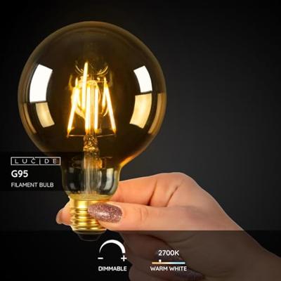 Lucide G95 - Filament lamp - Ø 9,5 cm - LED Dimb. - E27 - 1x5W 2700K - Amber