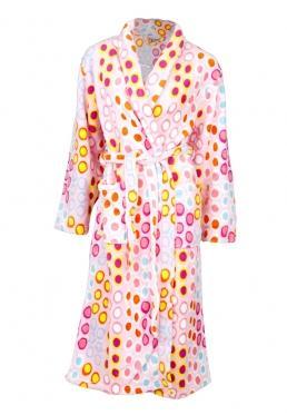 Roze bolletjes badjas / lange badjas - M