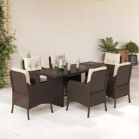 7-delige Tuinset met kussens poly rattan bruin - thumbnail