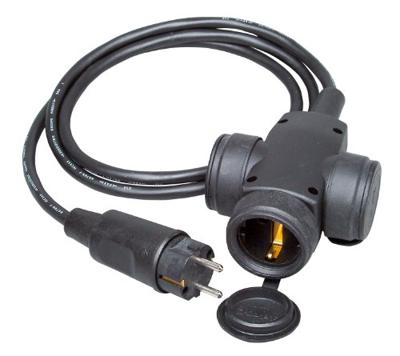 Kopp 145201041 rubberen verlenging met 3-voudige koppeling, 1,5 m, zwart