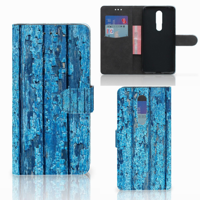 Nokia 3.1 Plus Book Style Case Wood Blue - thumbnail