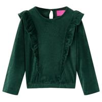VidaXL Kinderblouse met ruches 104 donkergroen - thumbnail