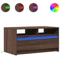 Salontafel met LED-verlichting bewerkt hout bruin eikenkleur - thumbnail
