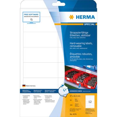 Etiket herma 4574 97x42.3mm folie wit 240st Etiket herma 4574 97x42.3mm folie wit 240st